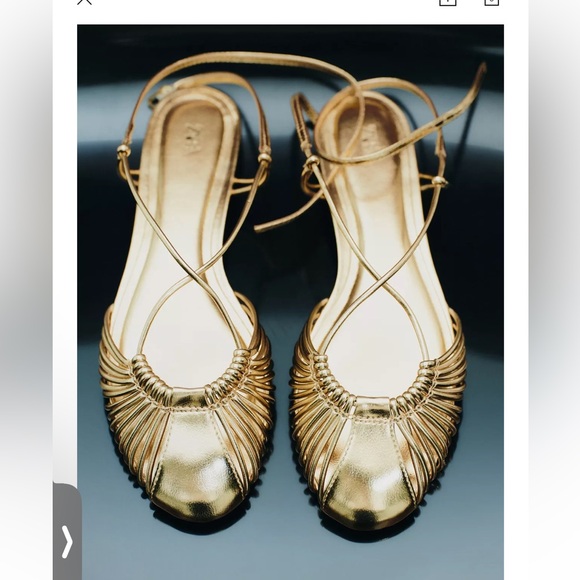 ZARA METALLIC Gold Strappy Sandals 8 - Picture 5 of 5